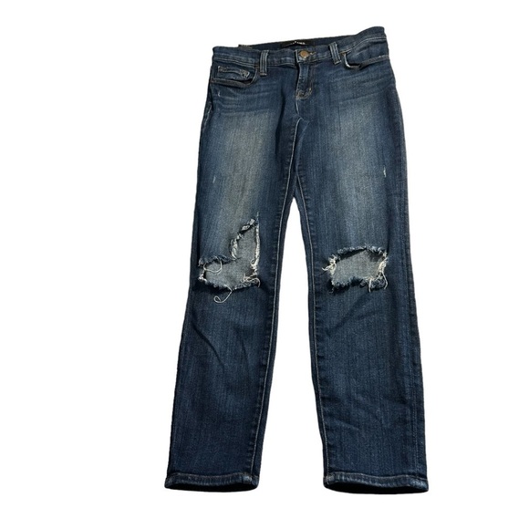 J Brand Dark Wash Distressed Skinny Jeans Sz 26 - Picture 2 of 11
